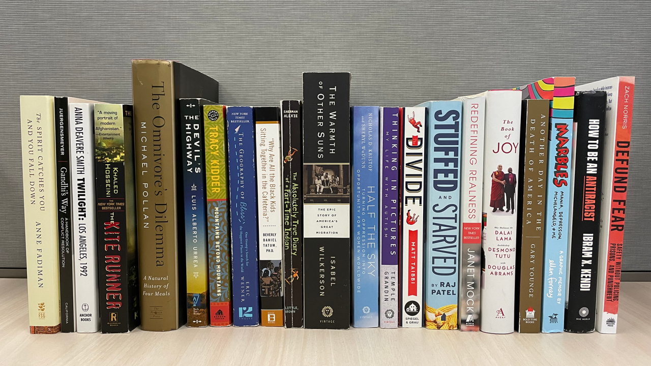 Spines of Book Project selections from 2002 to 2022