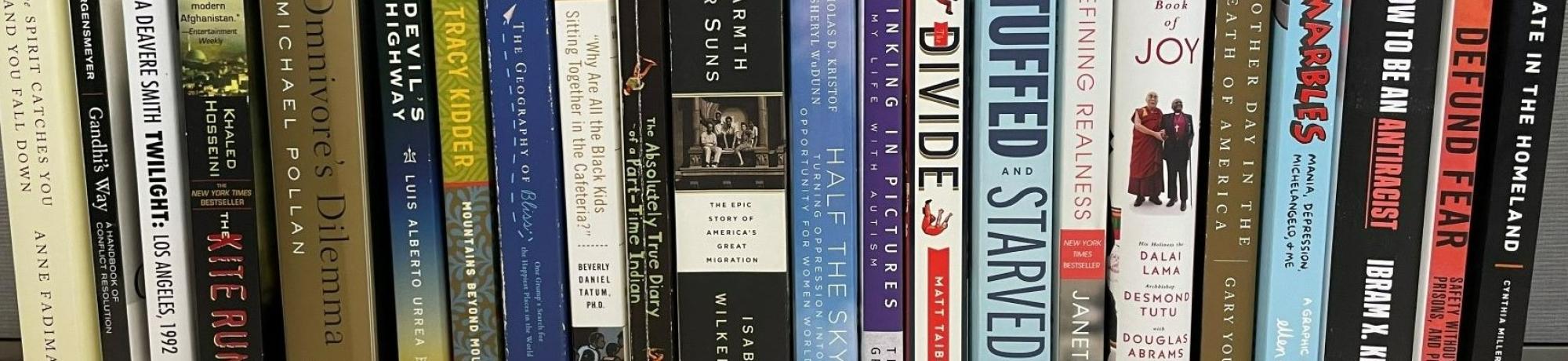 Spines of Book Project selections from 2002 to 2023