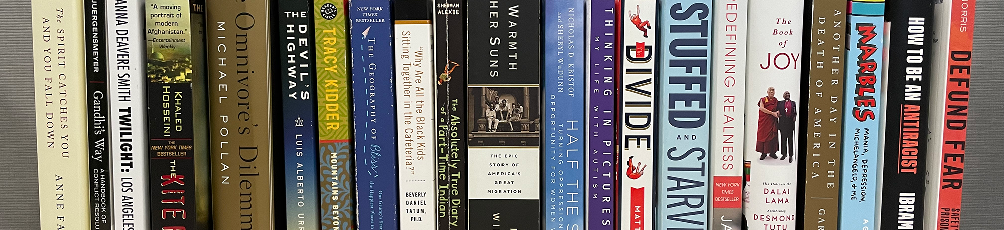 Spines of Book Project selections from 2002 to 2022
